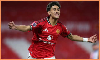 JJ Gabriel celebrating for Man United