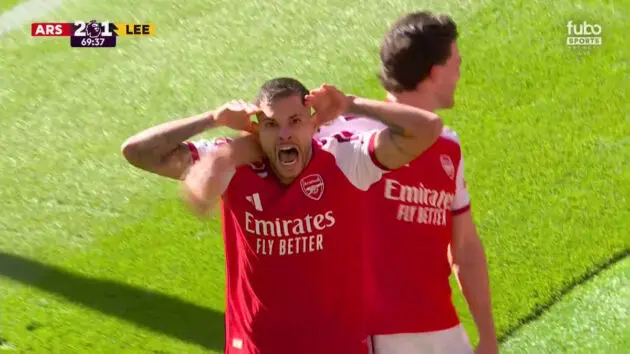 Bruno Guimaraes celebrates winner