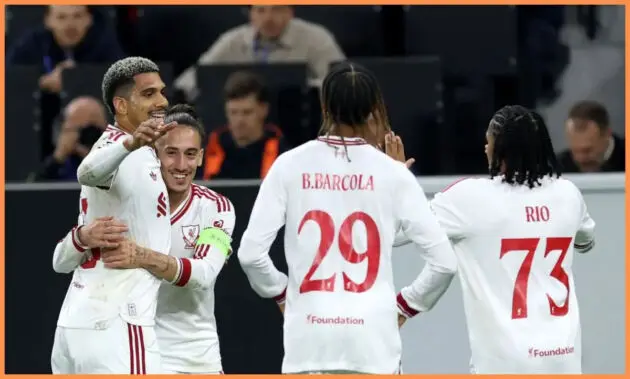 Liverpool players celebrate vs LASK