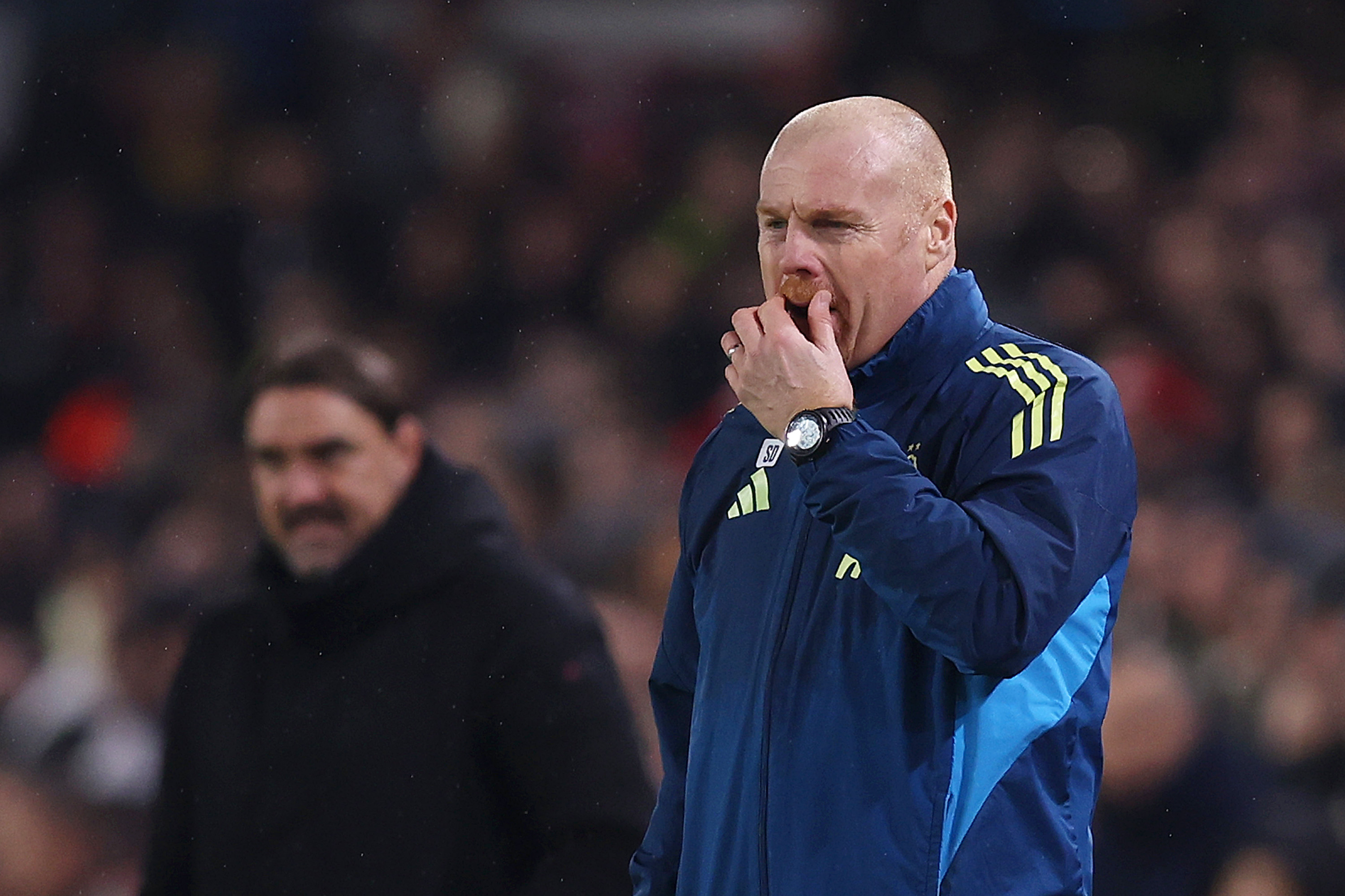 LEEDS, ENGLAND - FEBRUARY 06: Sean Dyche, Manager of Nottingham Forest, looks dejected during the Premier League match between Leeds United and Nottingham Forest at Elland Road on February 06, 2026 in Leeds, England.
