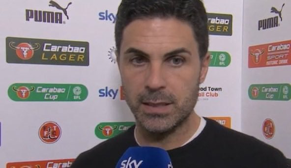 Mikel Arteta speaks to the media.
