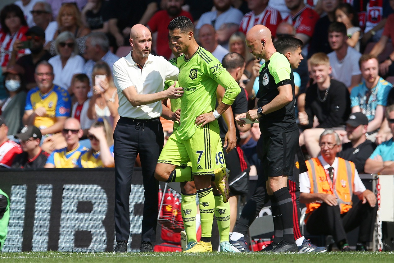 southampton-fc-v-manchester-united-premier-league Erik ten Hag reopens Cristiano Ronaldo feud with blunt Man United claim