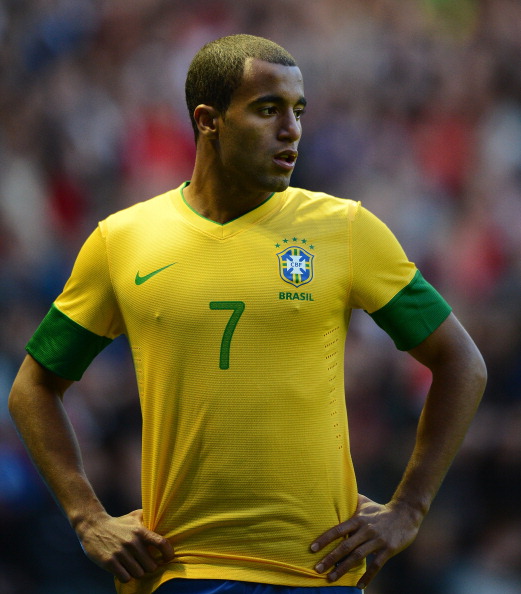 Brazilian midfielder Lucas Moura looks o