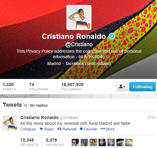 Ronaldo contract Tweet