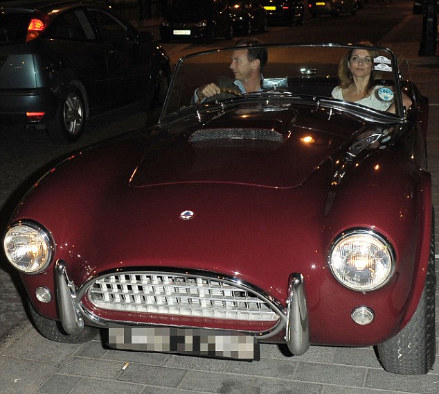 Geri Halliwell and Christian Horner in AC Cobara '64 in Mayfair, London, UK.