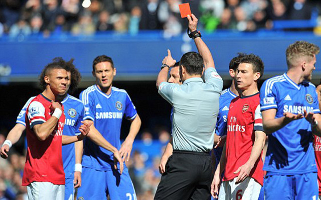 Gibbs red card against Chelsea in March 2014.