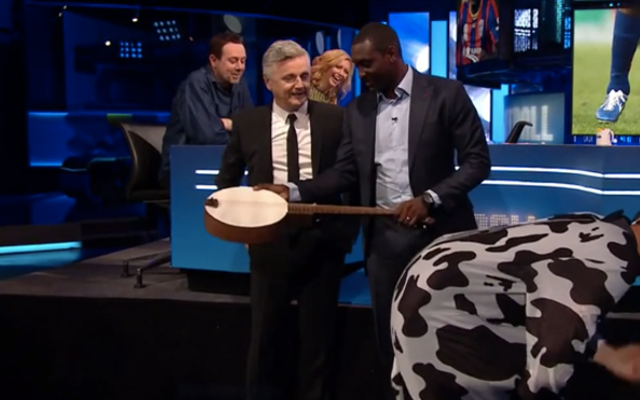 Emile Heskey hits cow's arse with banjo