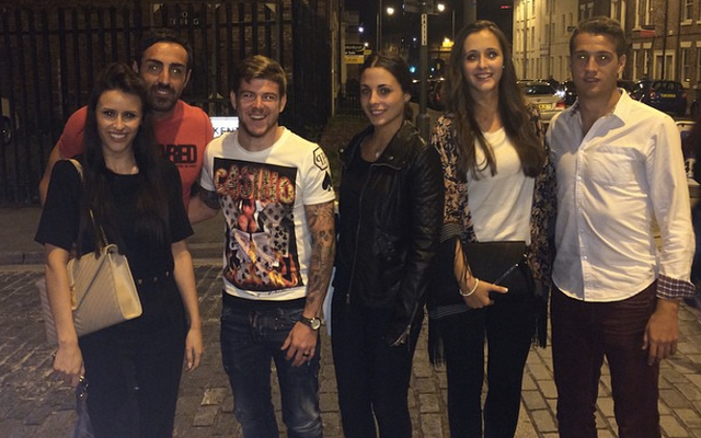 Jose Enrique, Alberto Moreno and Javi Manquillo with their WAGs