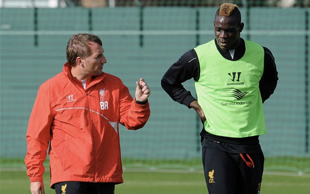 Brendan Rodgers with Mario Balotelli at Liverpool training