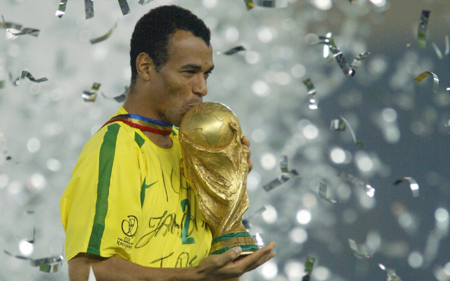 Cafu winning the world Cup