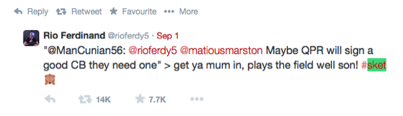 Rio Ferdinand Sket Tweet