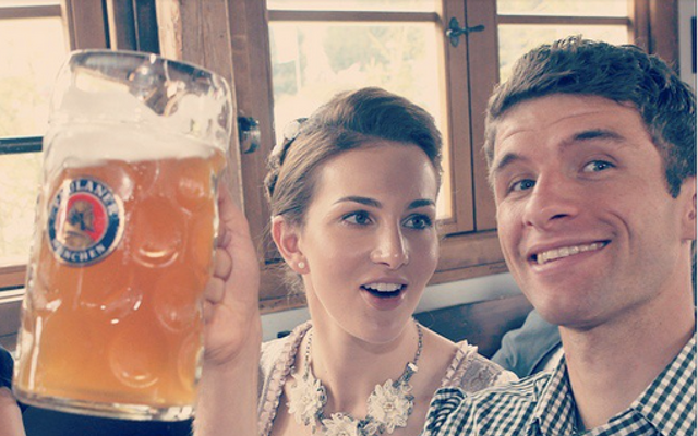 Thomas Muller drinking