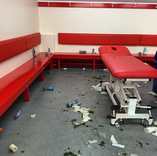 Anfield dressing room after Chelsea visit