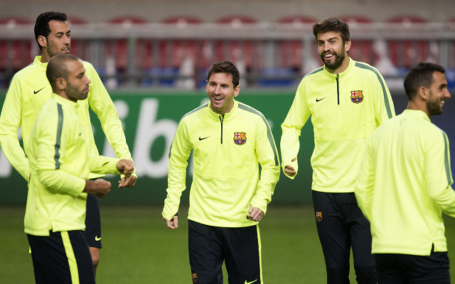 Barcelona Training Busquets Messi Mascherano Pique