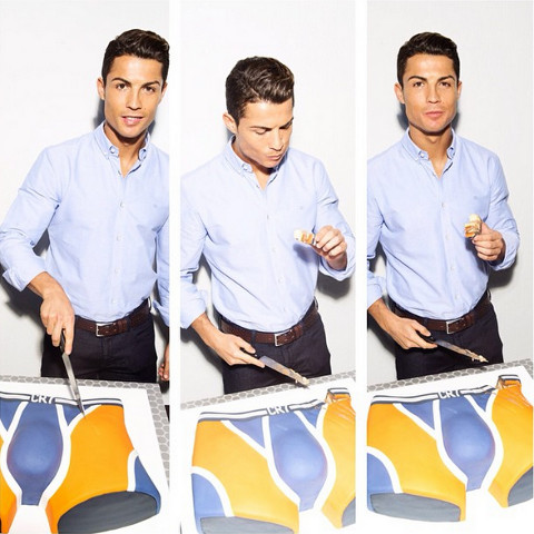 Image) Real Madrid Star Cristiano Ronaldo Cuts Underwear Into Pieces to Celebrate  Anniversary of CR7 Brand