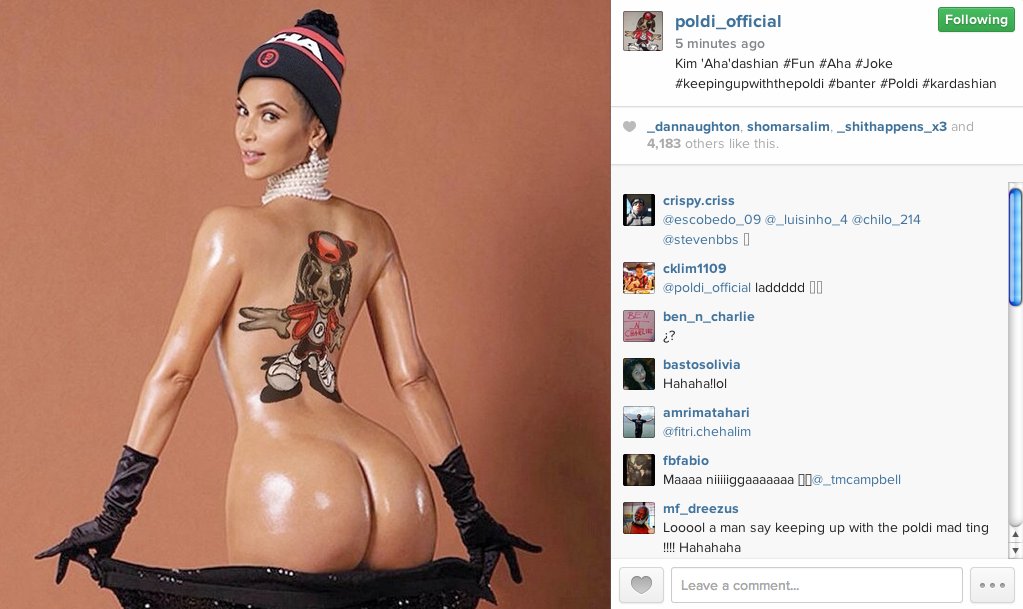 Image Weird Arsenal Star Posts Photoshopped Picture Of Kim Kardashian S Bare Bum On Instagram Caughtoffside