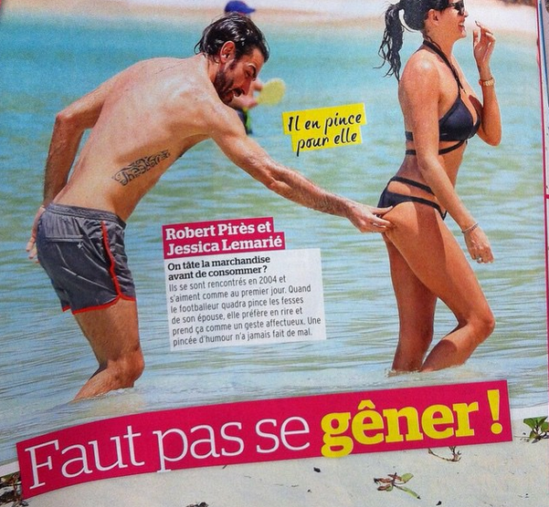Robert Pires grabs wife's bum