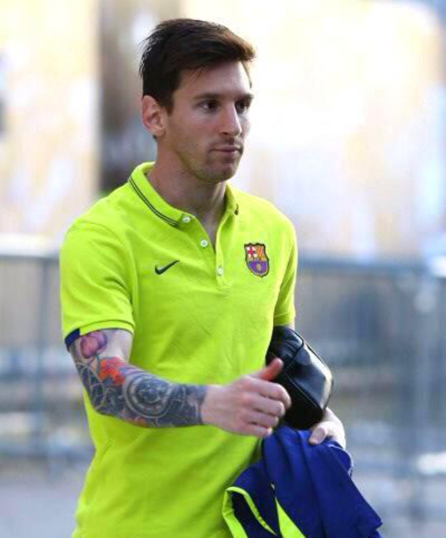 Image Lionel Messi Shows Off Horrendous Full Sleeve Tattoo Caughtoffside