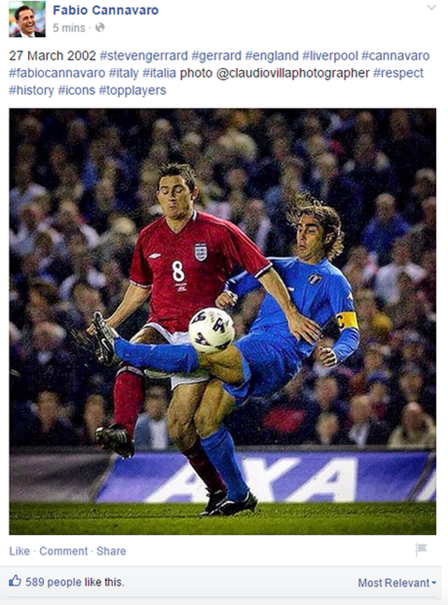 fabio cannavaro steven gerrard frank lampard tribute