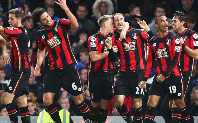 Bournemouth players celebrate vs Chelsea