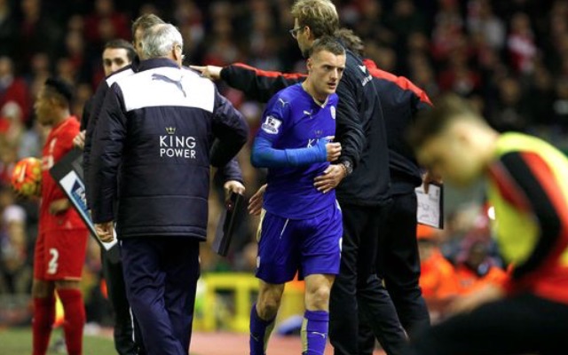 Leicester City's Jamie Vardy subbed off with illness at Liverpool