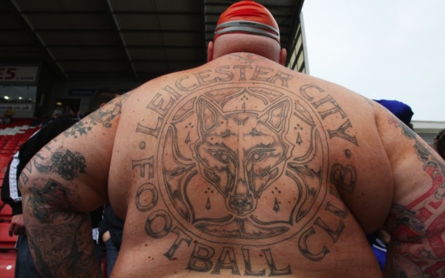 Fat Leicester City fan tattoo