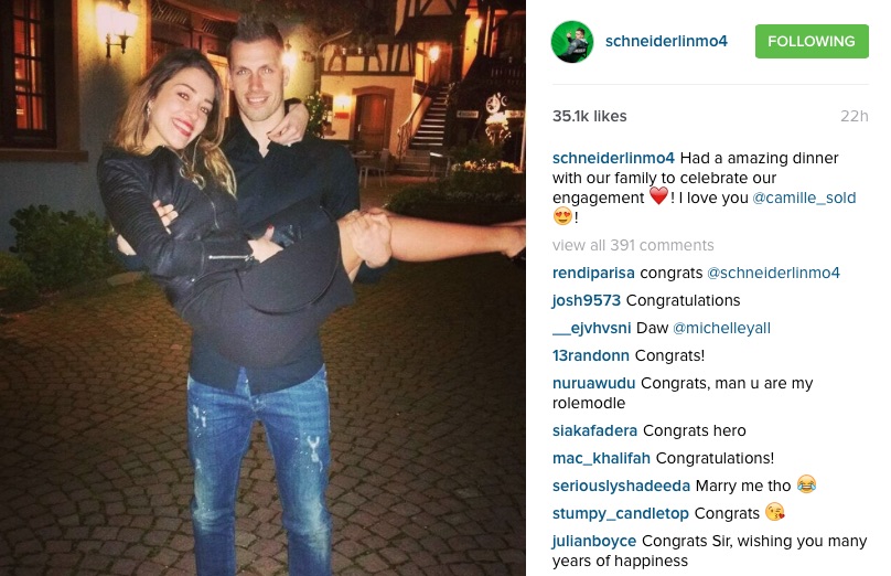 Manchester United's Morgan Schneiderlin proposes to girlfriend