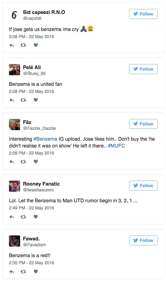 Benzema tweets