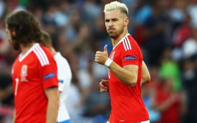Blonde Aaron Ramsey thumbs up at Euro 2016