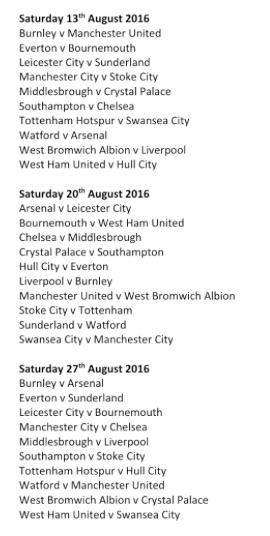 Leaked fixture list