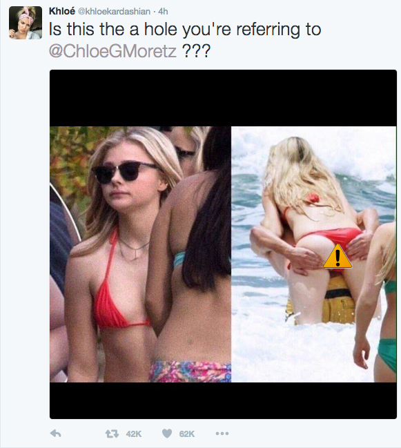 Chloe Grace Moretz asshole hoax Khloe Kardashian attacks