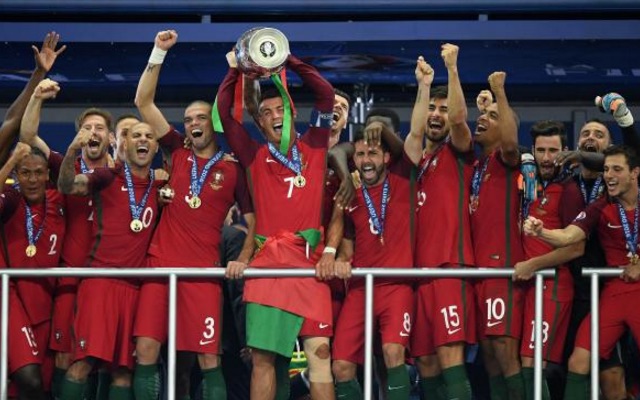 Euro 2016 Portugal celebration with trophy