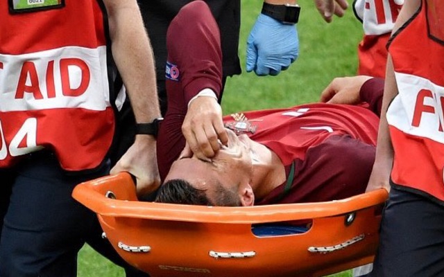 Injured Cristiano Ronaldo on stretcher