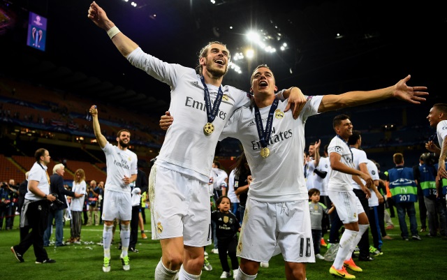 Gareth Bale and Lucas Vazquez of Real Madrid