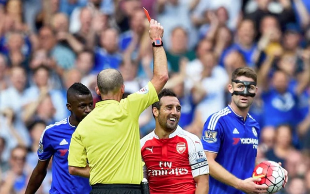 Arsenal captain Santi Cazorla sent off v Chelsea