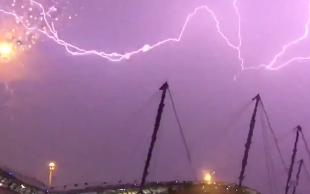 Manchester City v Borussia Monchengladbach drowned by lightening storm