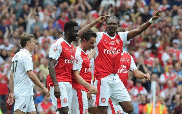 Nwankwo Kanu celebrates hat-trick in Arsenal legends 4-2 AC Milan Glorie