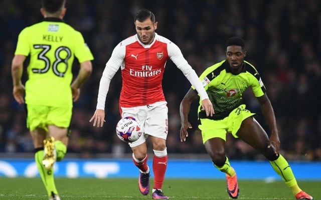 Lucas Perez for Arsenal v Reading in EFL Cup