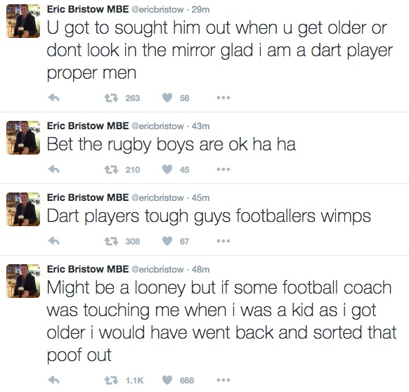 Eric Bristow on sexual abuse in football