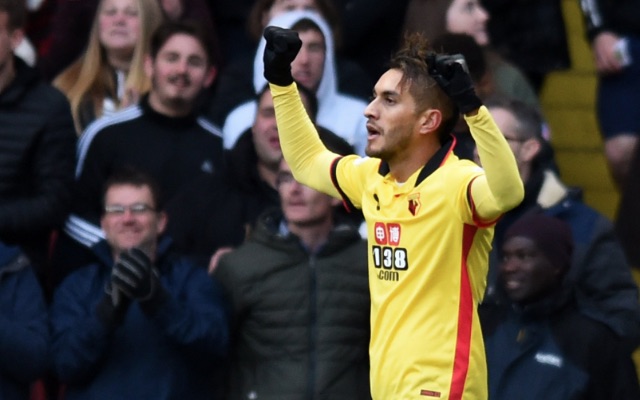 Roberto Pereyra celebrates goal for Watford v Leicester