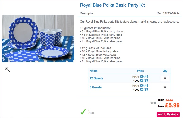Royal Blue Polka Basic Party Kit