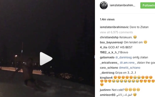 Zlatan snow angel Instagram post