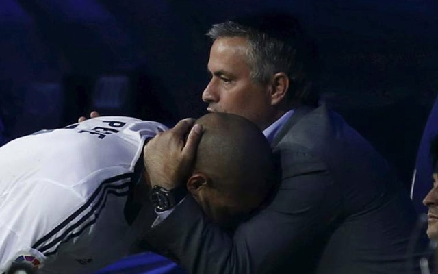 Jose Mourinho hugging Pepe