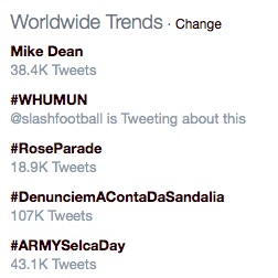 Mike Dean worldwide Twitter trend