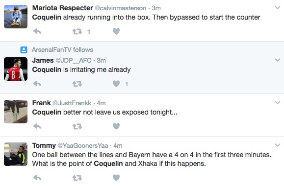 Coquelin hate on Twitter