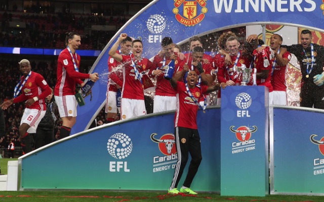 Man United celebrate winning EFL Cup