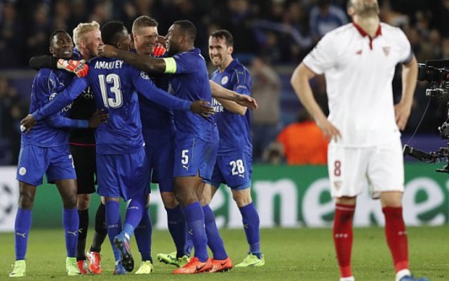 Leicester City celebrate Champions League win over Sevilla