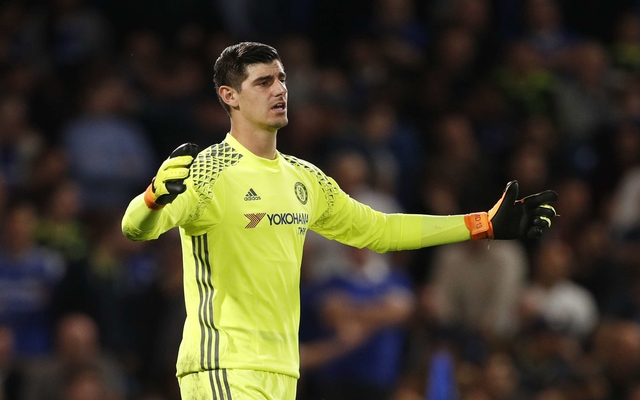 Thibaut Courtois in action for Chelsea