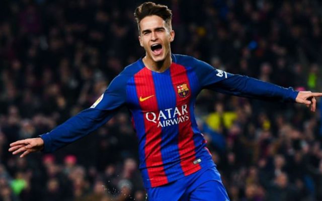 Denis Suarez celebrates a goal for Barcelona