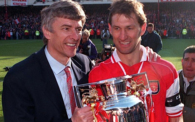 Arsenal manager Arsene Wenger and Tony Adams